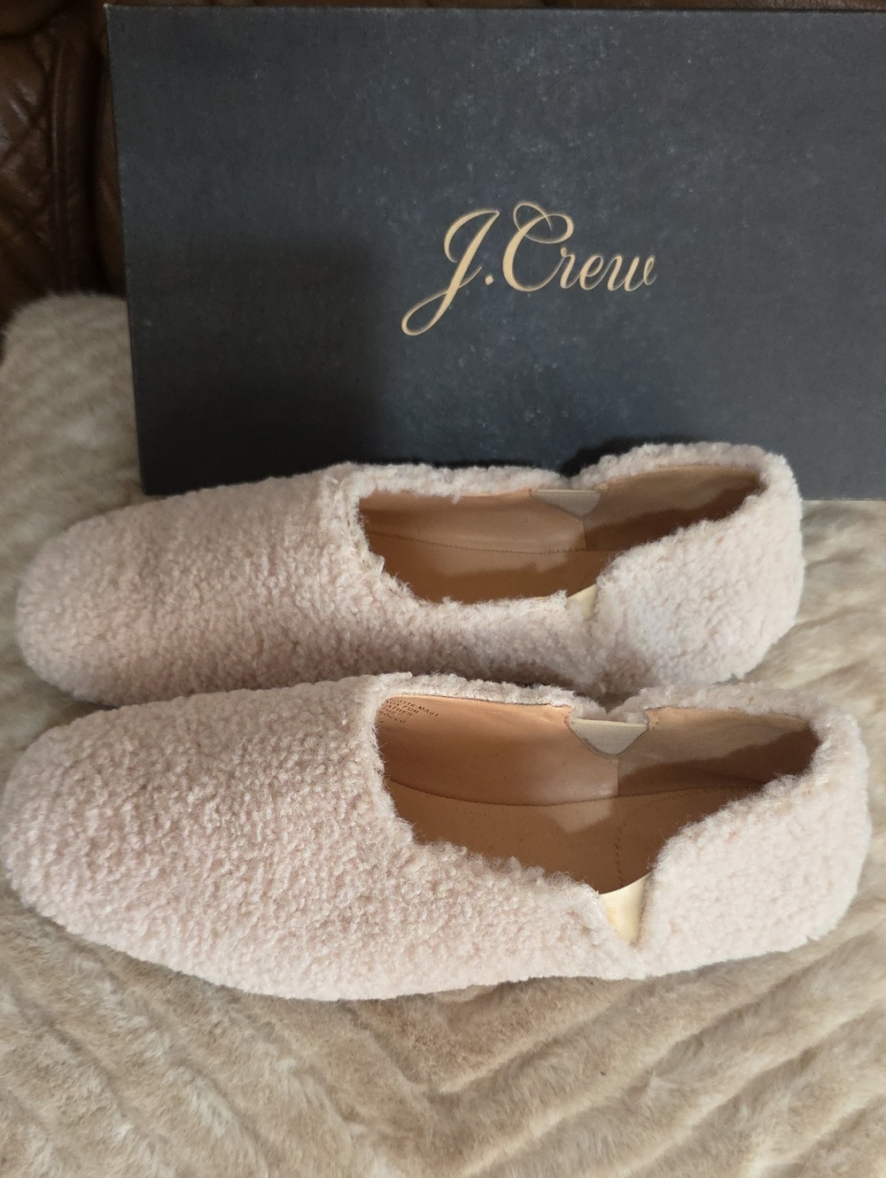J. Crew Cream Bouclé Slip-On Flats